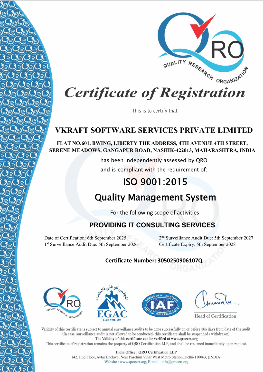 ISO 9001:2015 Certificate of Registration
